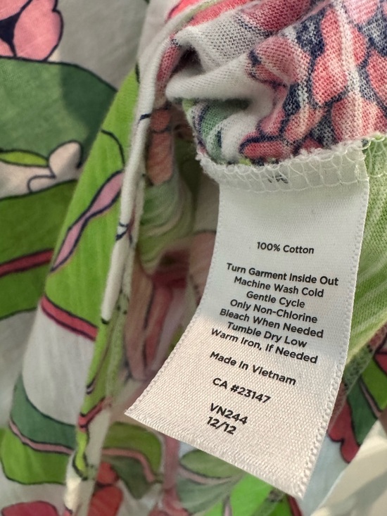 Talbots Flowered 100% Cotton T-Shirt with Lace Neck Detail, Size Small Petite - Picture 4 of 4